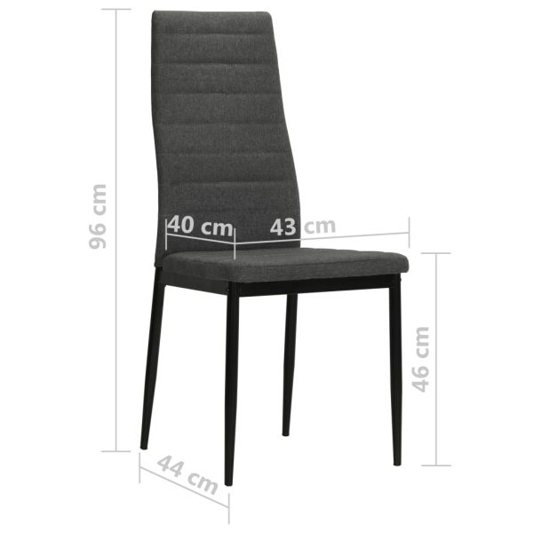 Cadeiras de jantar 4 pcs tecido cinzento-escuro - Image 8