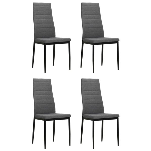 Cadeiras de jantar 4 pcs tecido cinzento-claro