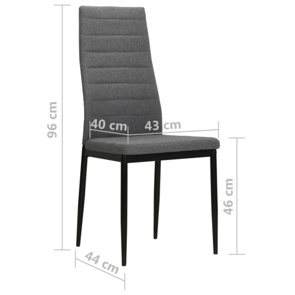 Cadeiras de jantar 4 pcs tecido cinzento-claro - Image 8