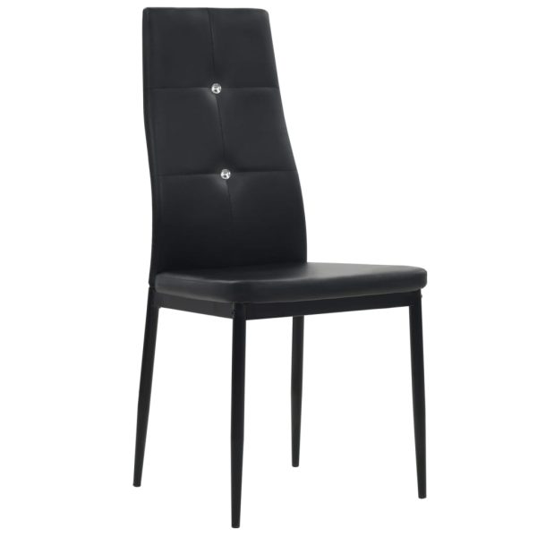 Cadeiras de jantar 2 pcs couro artificial preto - Image 2