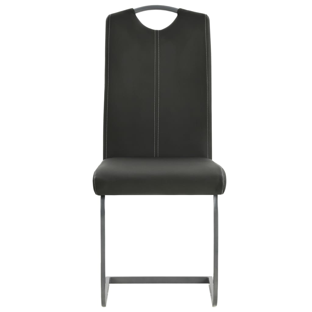 Cadeiras de jantar cantilever 2 pcs couro artificial cinzento - Image 3