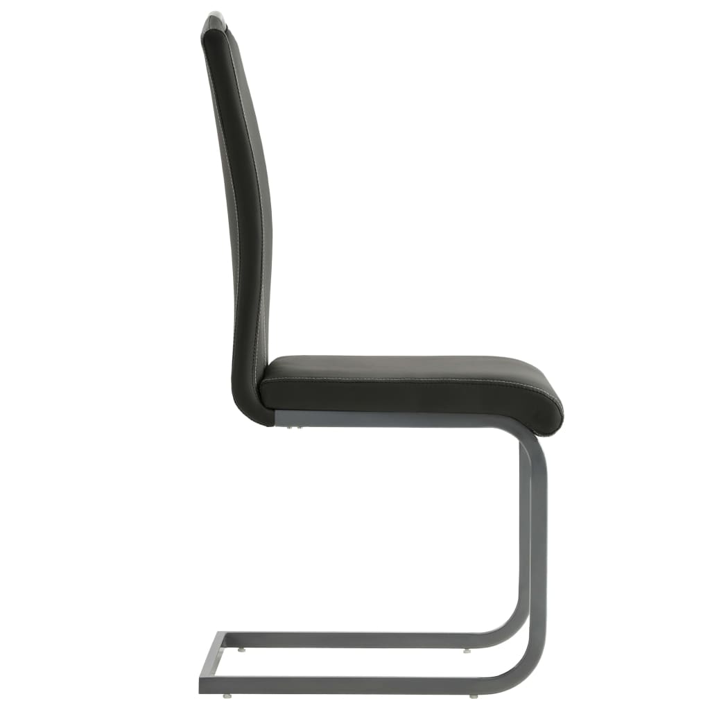 Cadeiras de jantar cantilever 2 pcs couro artificial cinzento - Image 4