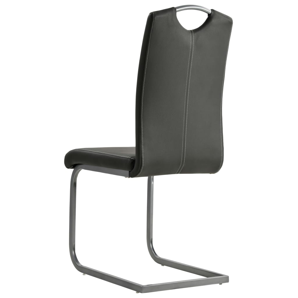 Cadeiras de jantar cantilever 2 pcs couro artificial cinzento - Image 5