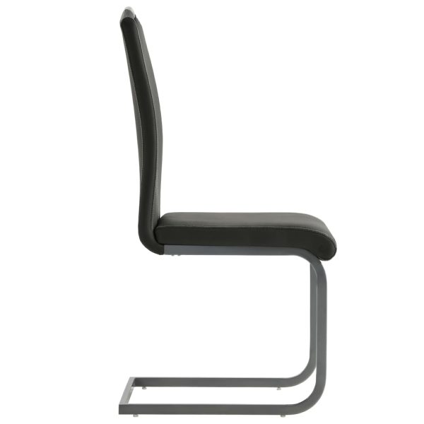 Cadeiras de jantar cantilever 4 pcs couro artificial cinzento - Image 4