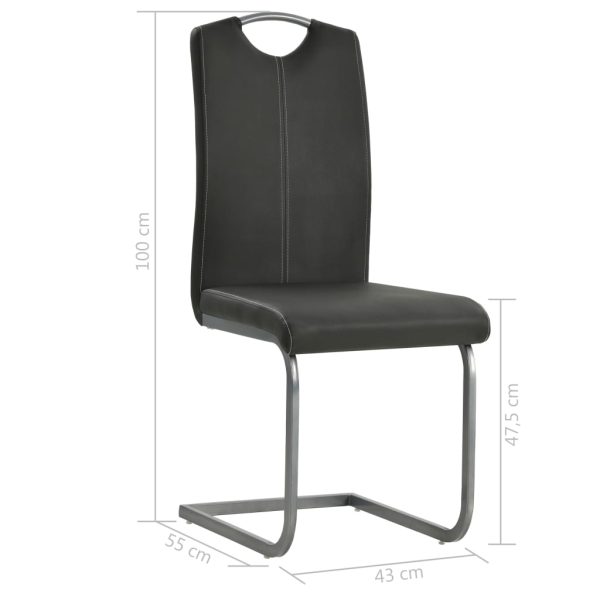 Cadeiras de jantar cantilever 4 pcs couro artificial cinzento - Image 8