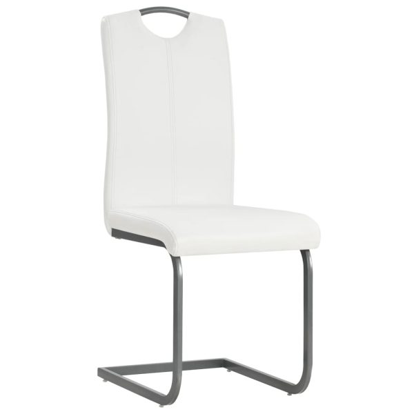 Cadeiras de jantar cantilever 2 pcs couro artificial branco - Image 2