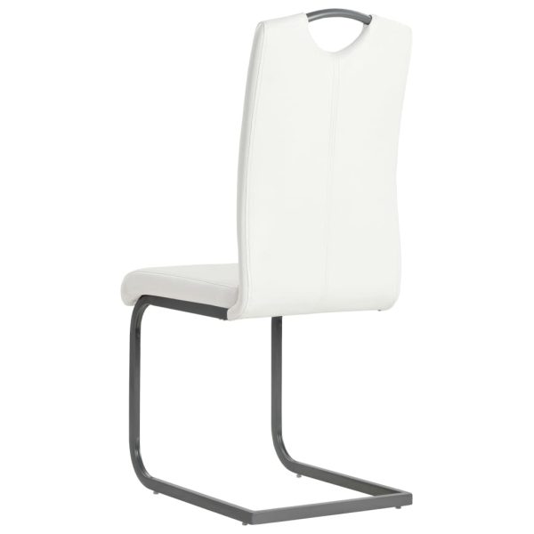 Cadeiras de jantar cantilever 2 pcs couro artificial branco - Image 5