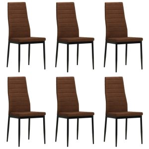 Cadeiras de jantar 6 pcs tecido castanho
