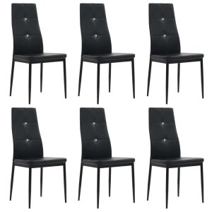 Cadeiras de jantar 6 pcs couro artificial preto