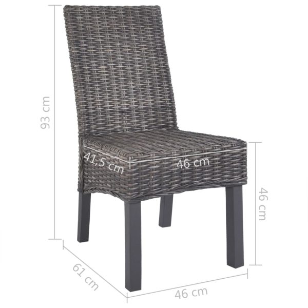 Cadeiras de jantar 4 pcs vime Kubu e madeira mangueira castanho - Image 8