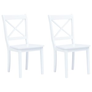 Cadeiras de jantar 2 pcs seringueira maciça branco