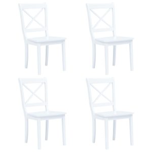 Cadeiras de jantar 4 pcs seringueira maciça branco