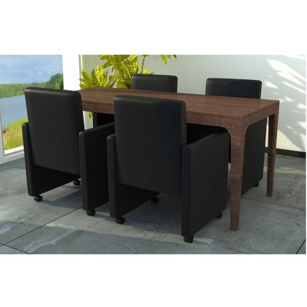 vidaXL Cadeiras de jantar 4 pcs couro artificial preto - Image 6