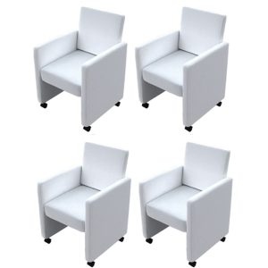 vidaXL Cadeiras de jantar 4 pcs couro artificial branco