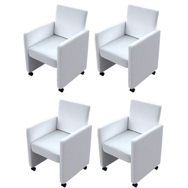 vidaXL Cadeiras de jantar 4 pcs couro artificial branco