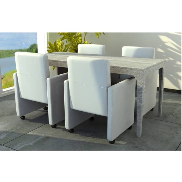 vidaXL Cadeiras de jantar 4 pcs couro artificial branco - Image 6