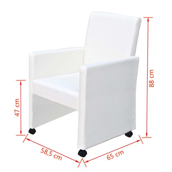 vidaXL Cadeiras de jantar 4 pcs couro artificial branco - Image 7