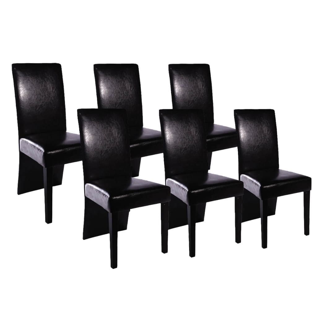vidaXL Cadeiras de jantar 6 pcs couro artificial preto
