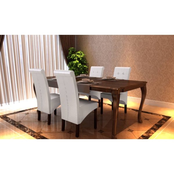Cadeiras de jantar 4 pcs couro artificial branco - Image 2
