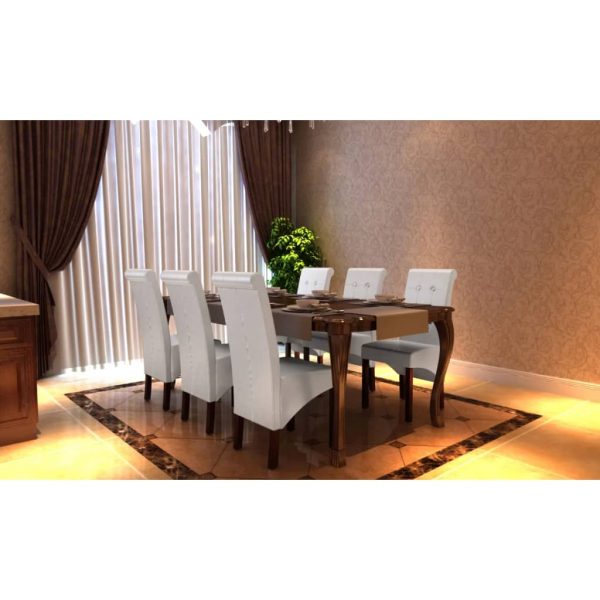 Cadeiras de jantar 6 pcs couro artificial branco - Image 2