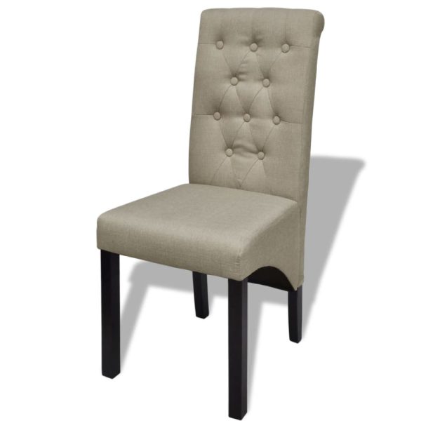 Cadeiras de jantar 2 pcs tecido bege - Image 3