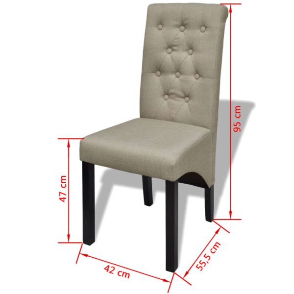 Cadeiras de jantar 2 pcs tecido bege - Image 7