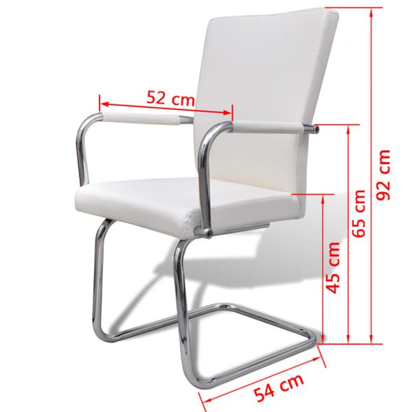 Cadeiras de jantar cantilever 2 pcs couro artificial branco - Image 5