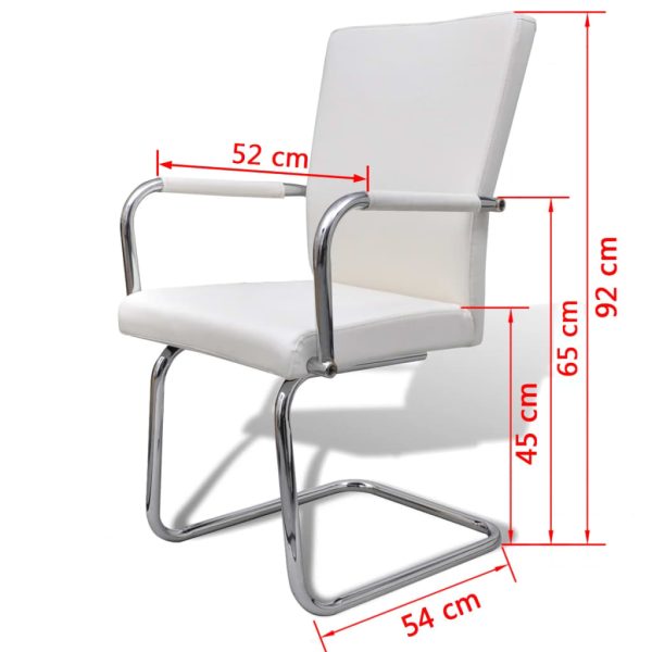 Cadeiras de jantar cantilever 4 pcs couro artificial branco - Image 5