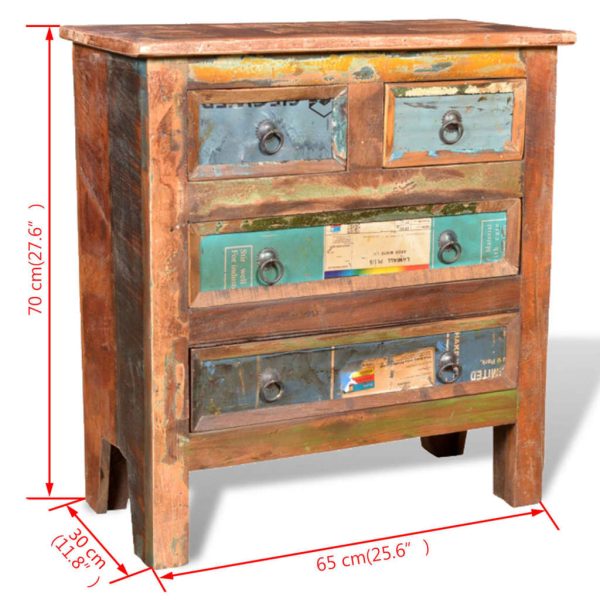 Armário com 4 gavetas madeira reciclada maciça - Image 12