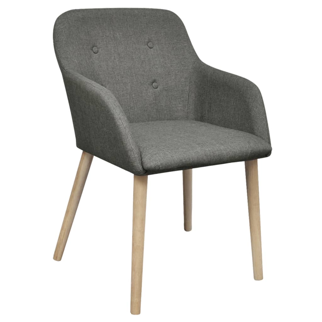 Cadeiras jantar 2 pcs tecido cinzento-claro e carvalho maciço - Image 2