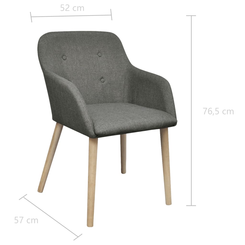 Cadeiras jantar 2 pcs tecido cinzento-claro e carvalho maciço - Image 6