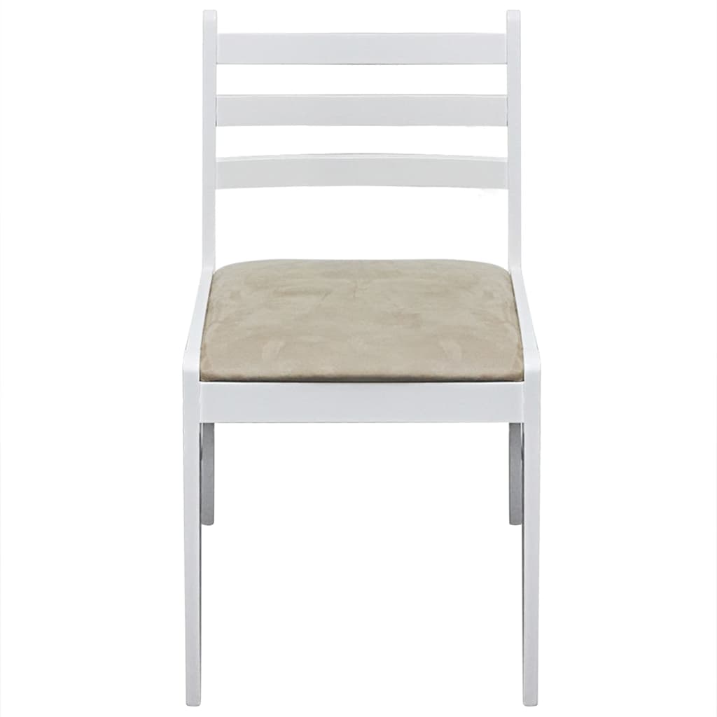 Cadeiras de jantar 2 pcs seringueira maciça e veludo branco - Image 2