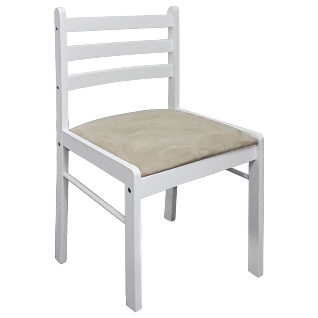 Cadeiras de jantar 2 pcs seringueira maciça e veludo branco - Image 3