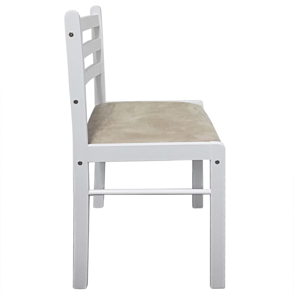 Cadeiras de jantar 2 pcs seringueira maciça e veludo branco - Image 4