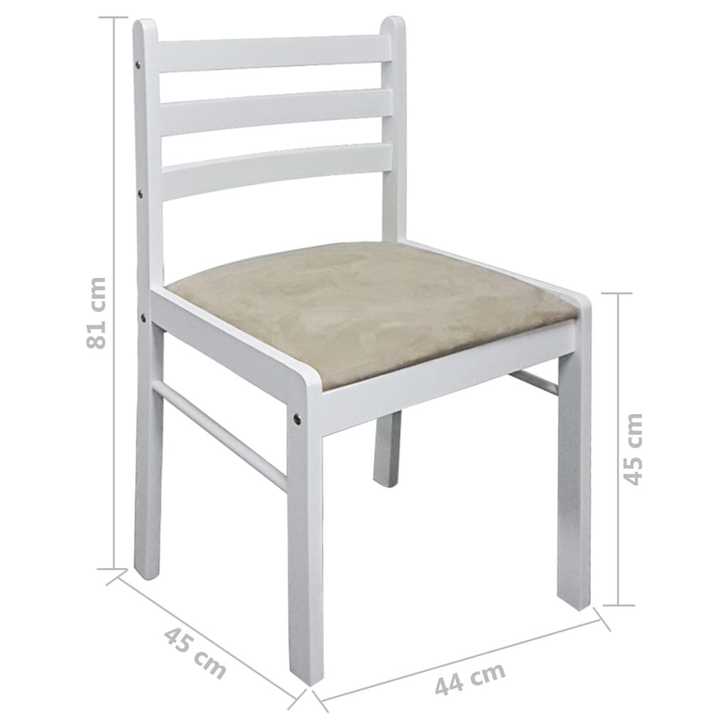 Cadeiras de jantar 2 pcs seringueira maciça e veludo branco - Image 5