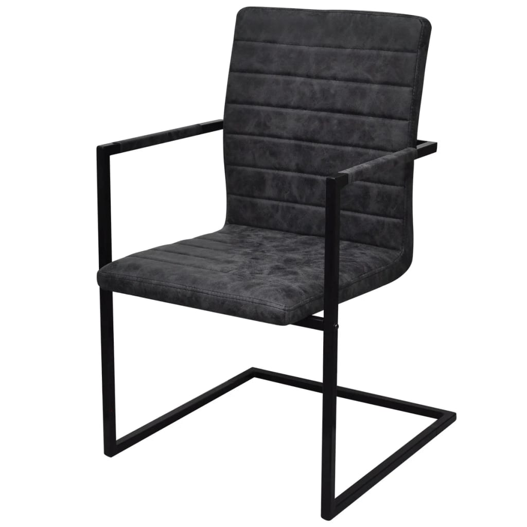 Cadeiras de jantar cantilever 2 pcs couro artificial preto - Image 2