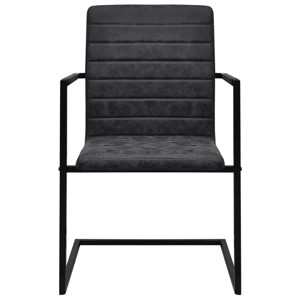 Cadeiras de jantar cantilever 2 pcs couro artificial preto - Image 3