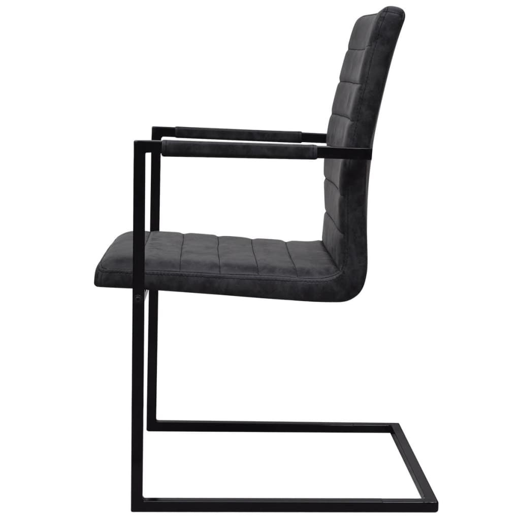 Cadeiras de jantar cantilever 2 pcs couro artificial preto - Image 4