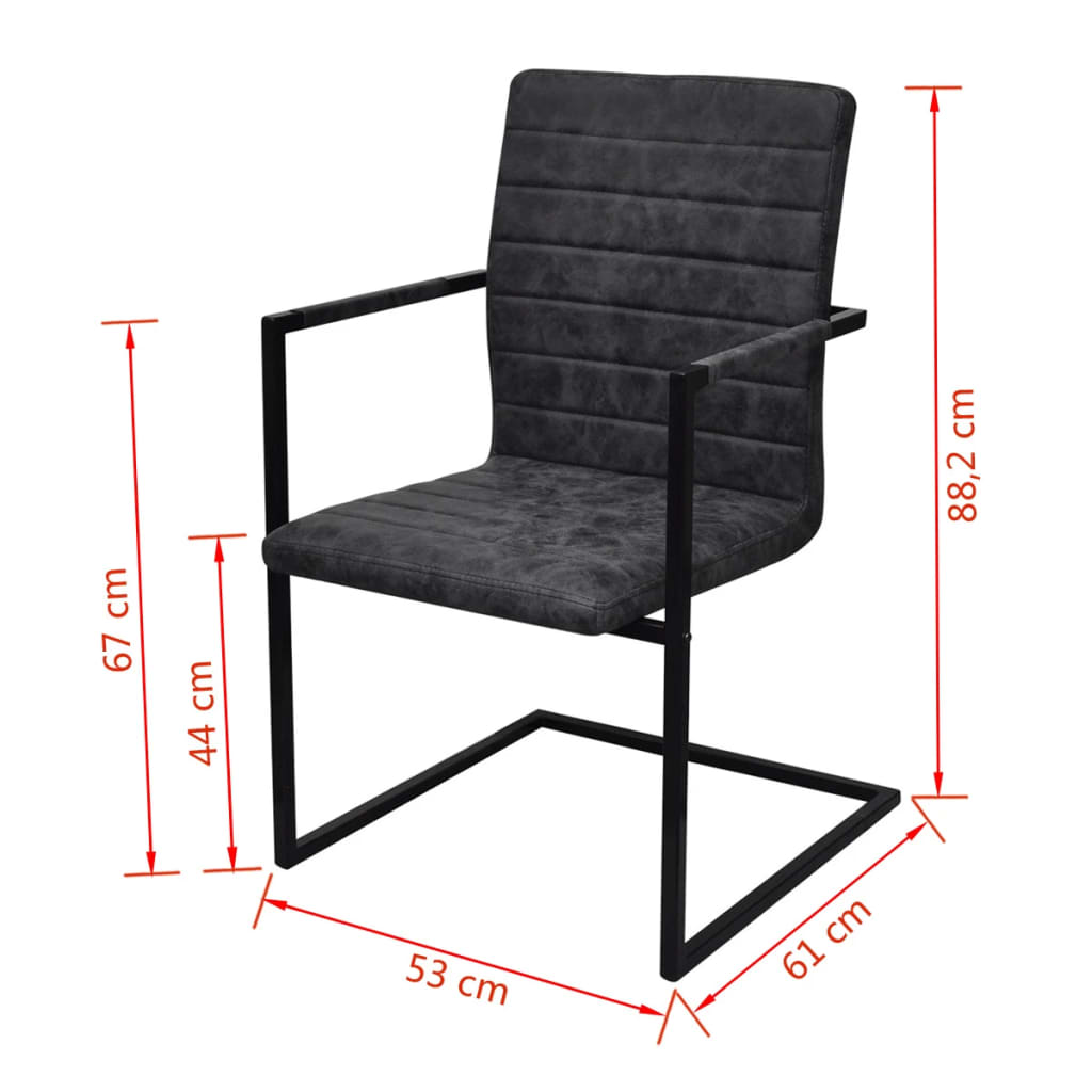 Cadeiras de jantar cantilever 2 pcs couro artificial preto - Image 8