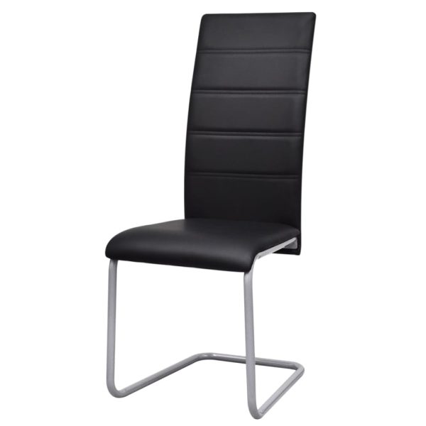 Cadeiras de jantar cantilever 2 pcs couro artificial preto - Image 2