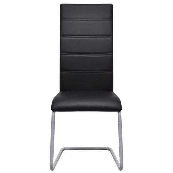 Cadeiras de jantar cantilever 2 pcs couro artificial preto - Image 3