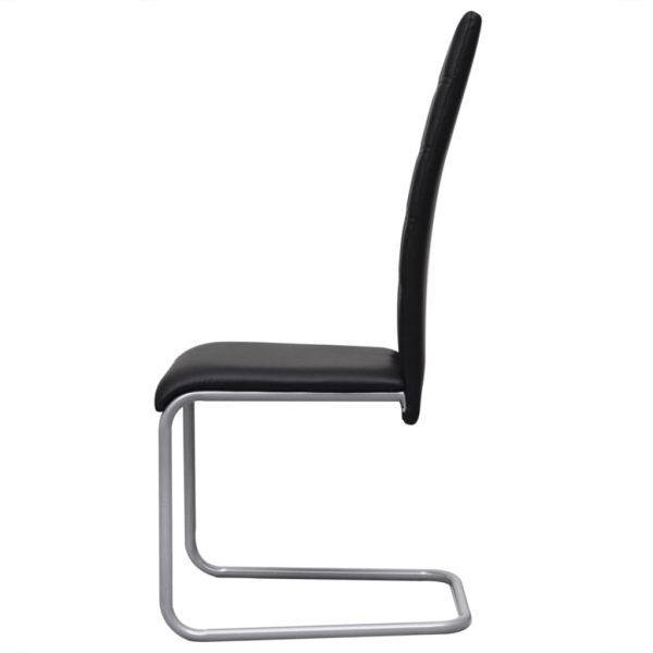 Cadeiras de jantar cantilever 2 pcs couro artificial preto - Image 4