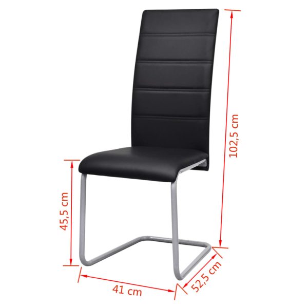 Cadeiras de jantar cantilever 2 pcs couro artificial preto - Image 8