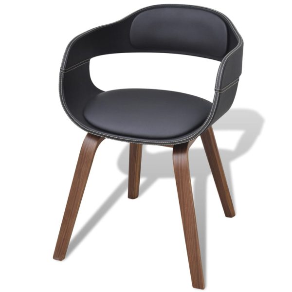Cadeiras jantar 2 pcs madeira curvada e couro artificial preto - Image 3