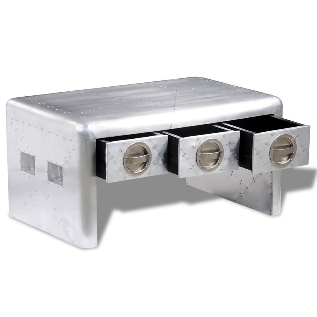 Mesa de centro aviador c/ 3 gavetas piloto de aeronave vintage - Image 3