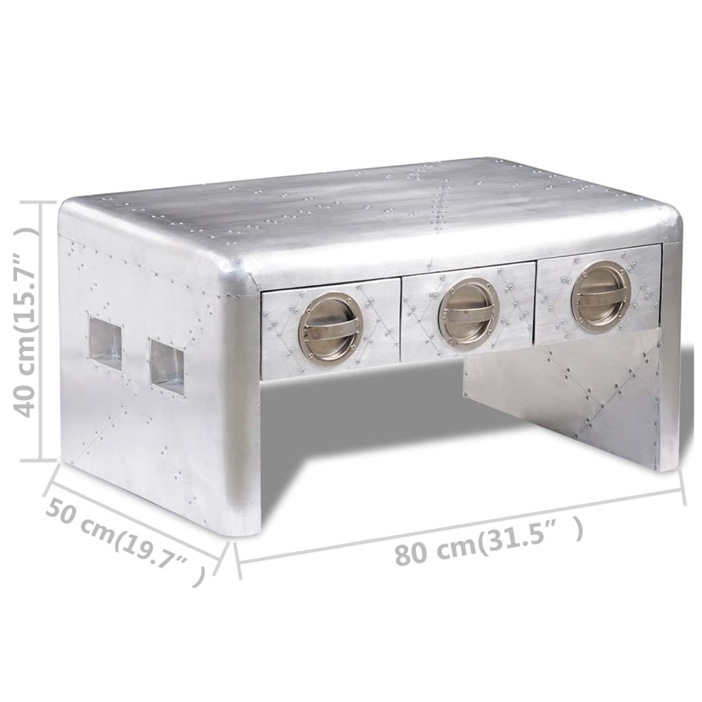 Mesa de centro aviador c/ 3 gavetas piloto de aeronave vintage - Image 5