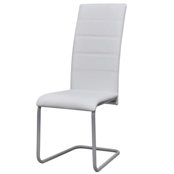 Cadeiras de jantar cantilever 6 pcs couro artificial branco - Image 2