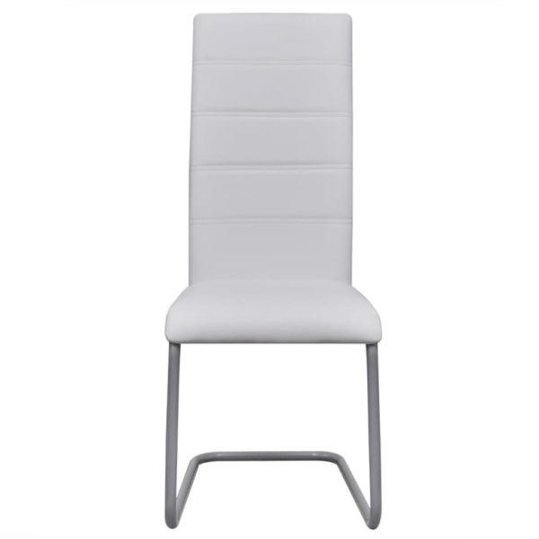 Cadeiras de jantar cantilever 6 pcs couro artificial branco - Image 3