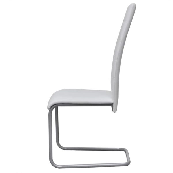 Cadeiras de jantar cantilever 6 pcs couro artificial branco - Image 4