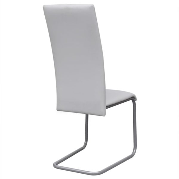 Cadeiras de jantar cantilever 6 pcs couro artificial branco - Image 5